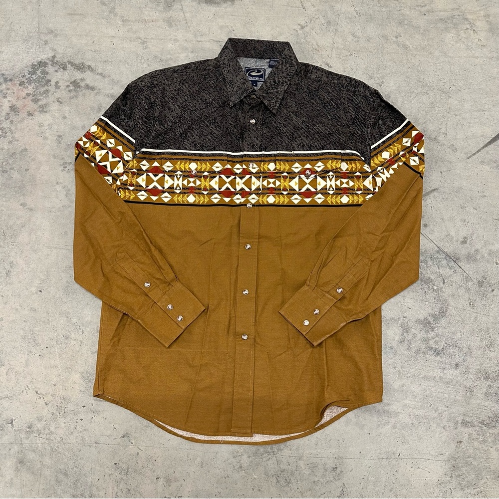 Vintage 90s Roper Aztec Scene L/S Pearl Snap Cowboy Western Shirt MEDIUM